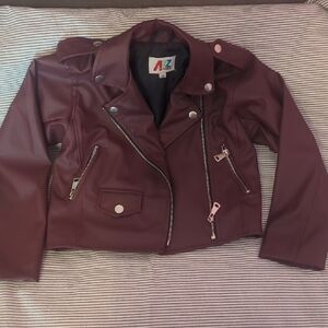 Women's Burgundy Leather Jacket